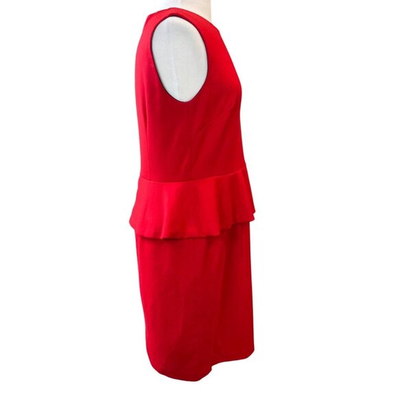 Vince Camuto Red Sleeveless Peplum Dress Exposed Back Zipper Closure Size 14 - Picture 3 of 8